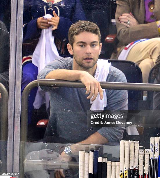 Chace Crawford attends Montreal Canadiens vs New York Rangers playoff game at Madison Square Garden on May 25, 2014 in New York City.