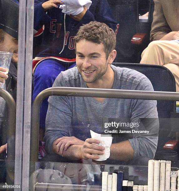 Chace Crawford attends Montreal Canadiens vs New York Rangers playoff game at Madison Square Garden on May 25, 2014 in New York City.