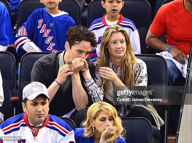 Vincent Piazza and guest attend Montreal Canadiens vs New York Rangers playoff game at Madison Square Garden on May 25, 2014 in New York City.