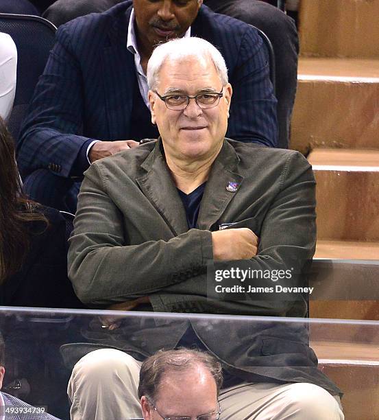 Phil Jackson attend Montreal Canadiens vs New York Rangers playoff game at Madison Square Garden on May 25, 2014 in New York City.