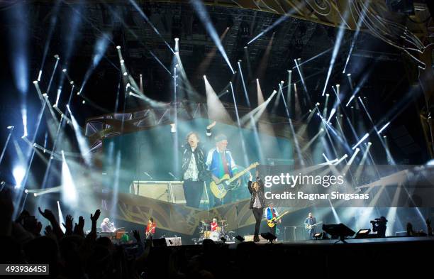 Ronnie Wood, Charlie Watts, Mick Jagger and Keith Richards of The Rolling Stones perform live on stage on May 26, 2014 in Oslo, Norway.