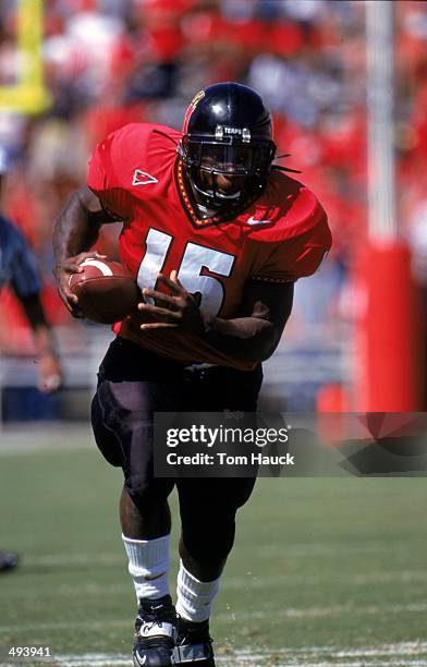 Lamont Jordan of the Maryland Terrapins carries the ball during the game against the West Virginia Volunteers at Byrd Stadium in College Park,...