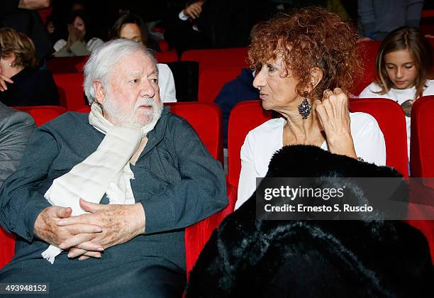 Paolo Vilaggio and Anna Mazzamauro attend the 'Tribute To Paolo Villaggio' during the 10th Rome Film Fest on October 23, 2015 in Rome, Italy.