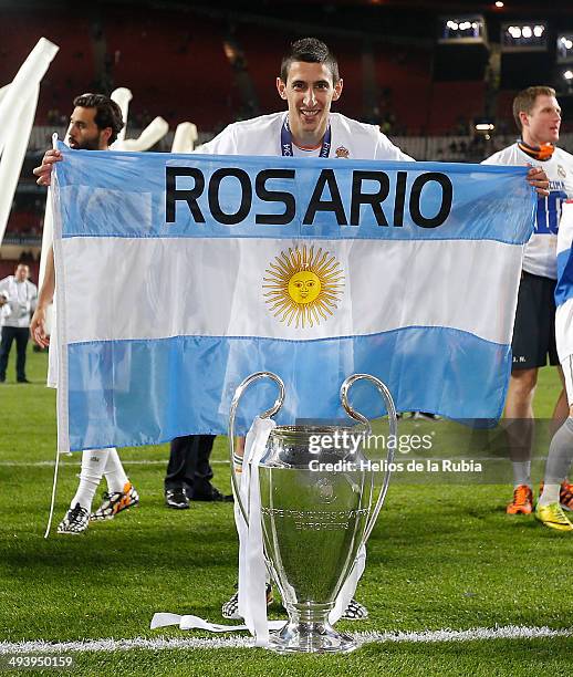 Angel Di Maria during the Real Madrid celebration the day after winning the UEFA Champions League Final at Santiago Bernabeu stadium on May 25, 2014...