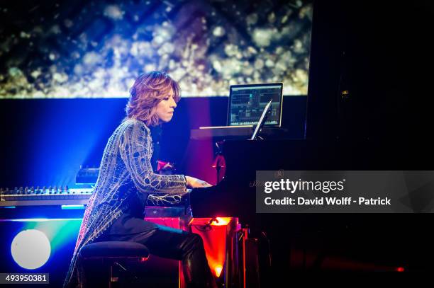 Yoshiki from Yoshiki Classical performs at Le Trianon on May 26, 2014 in Paris, France.