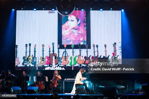 Yoshiki from Yoshiki Classical performs at Le Trianon on May 26, 2014 in Paris, France.