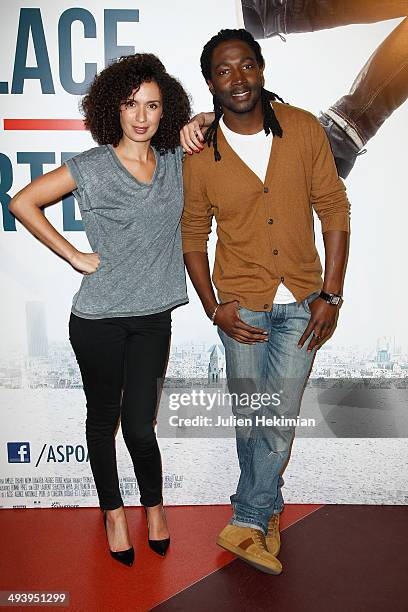 Director Amelle Chahbi and actor Noom Diawara attend "Amour Sur Place" Paris Premiere at Cinema Gaumont Capucine on May 26, 2014 in Paris, France.