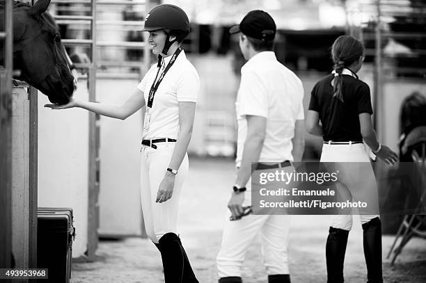 The Longines Paris Eiffel Jumping is for Madame Figaro on July 4, 2015 in Paris, France. Actress Marina Hands participates in the Longines Paris...