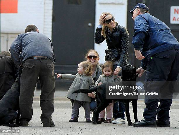 Sarah Jessica Parker and her twin daughters, Tabitha and Marion are seen on April 03, 2011 in New York City.