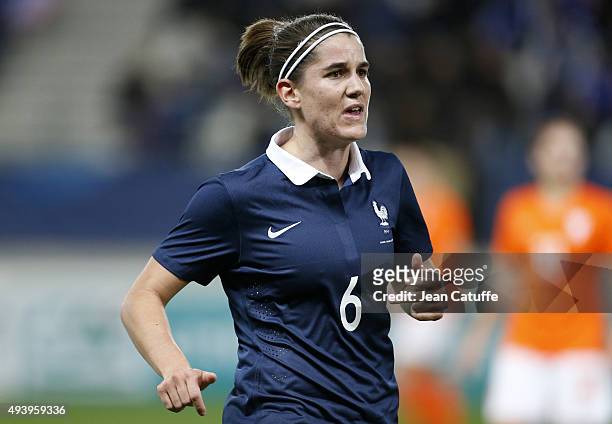 Charlotte Bilbault of France looks on during the women's international friendly match between France and The Netherlands at Stade Jean Bouin on...
