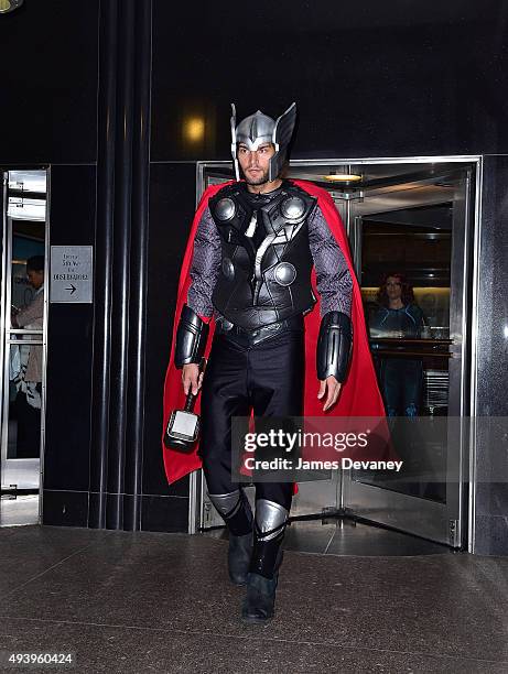 Robin Lopez visits the Empire State Building on October 23, 2015 in New York City.