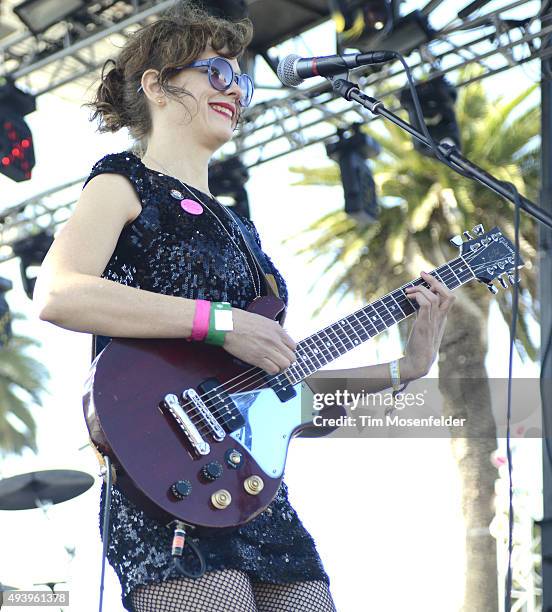 Mary Timony of Ex Hex performs during the Treasure Island Music Festival on Treasure Island on October 18, 2015 in San Francisco, California.