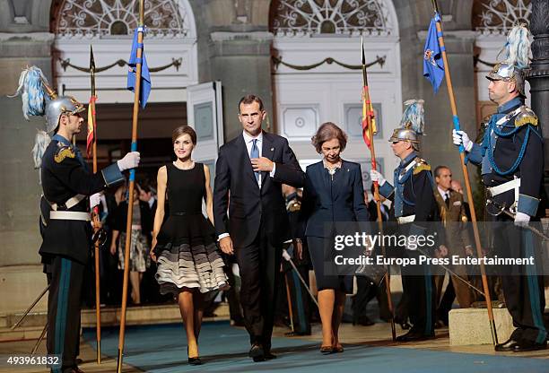 Queen Letizia of Spain, King Felipe VI of Spain and Queen Letizia of Spain attend the Princess of Asturias Awards 2015 at the Campoamor Theater on...