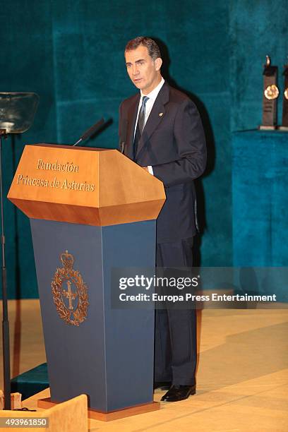 King Felipe VI of Spain attends the Princess of Asturias Awards 2015 at the Campoamor Theater on October 23, 2015 in Oviedo, Spain.