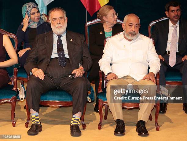 Francis Ford Coppola and Leonardo Padura attend the Princess of Asturias award 2015 at the Campoamor Theater on October 23, 2015 in Oviedo, Spain.