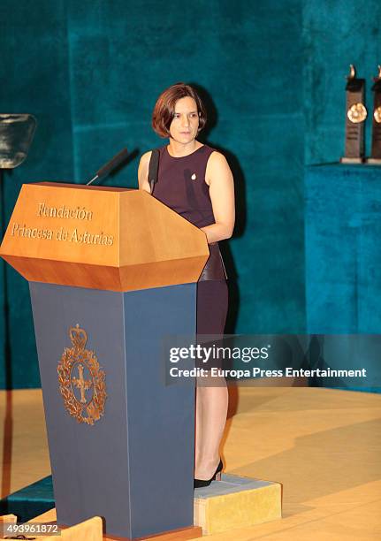 Esther Duflo attends the Princess of Asturias award 2015 at the Campoamor Theater on October 23, 2015 in Oviedo, Spain.