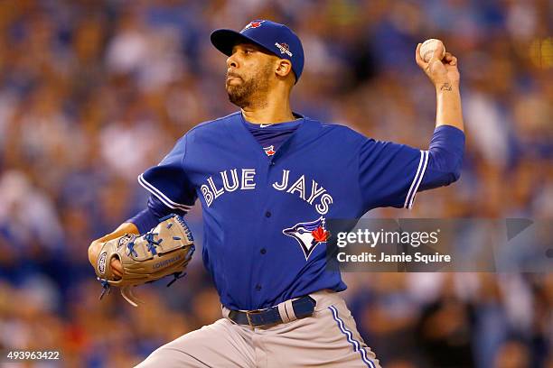 David Price of the Toronto Blue Jays pitches in the first inning against the Kansas City Royals in game six of the 2015 MLB American League...