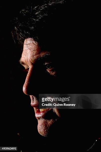 Demons coach Paul Roos speaks to the media during a Melbourne Demons AFL press conference on May 27, 2014 in Melbourne, Australia.
