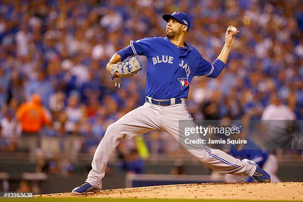 David Price of the Toronto Blue Jays pitches in the first inning against the Kansas City Royals in game six of the 2015 MLB American League...