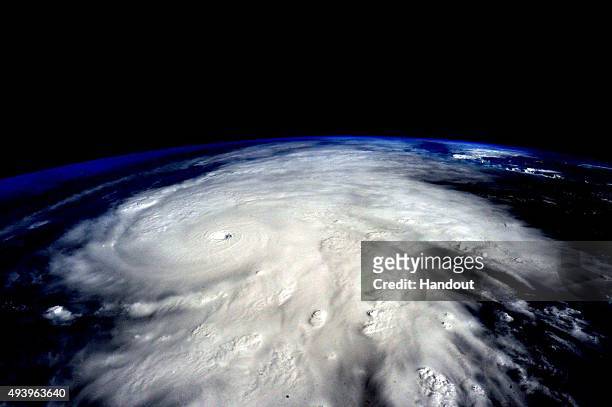 In this handout photo provided by NASA, Hurricane Patricia is seen from the International Space Station. The hurricane made landfall on the Pacfic...