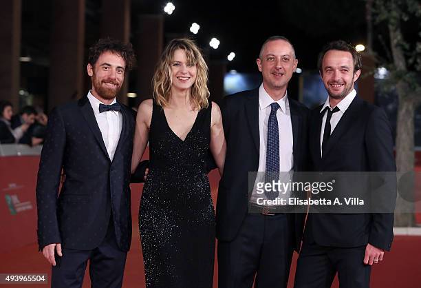 Elio Germano, Elena Radonicich, Claudio Cupellini and Antoine Oppenheim attend the red carpet for 'Alaska' during the 10th Rome Film Fest at...