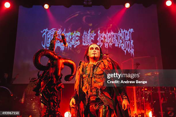 Dani Filth of Cradle Of Filth performs on stage at KOKO on October 23, 2015 in London, England.