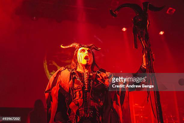 Dani Filth of Cradle Of Filth performs on stage at KOKO on October 23, 2015 in London, England.