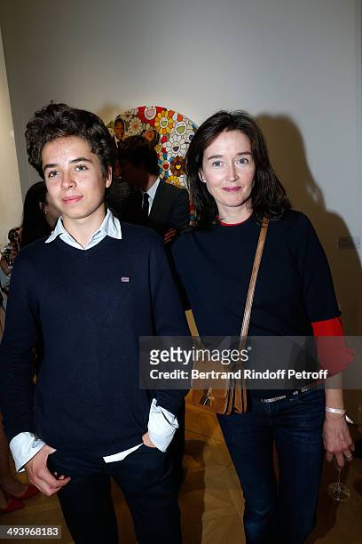 Diane de Mac Mahon and her son Joseph attend the Pharrell Williams' Private Concert at Galerie Perrotin in Paris on May 26, 2014 in Paris, France.