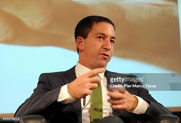 Glenn Greenwald speaks during the presentation of his book 'No Place to Hide: Edward Snowden, The NSA, And The U.S. Surveillance State' on May 26,...