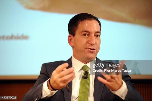 Glenn Greenwald speaks during the presentation of his book 'No Place to Hide: Edward Snowden, The NSA, And The U.S. Surveillance State' on May 26,...