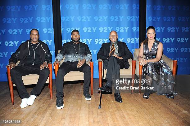 Musician Jay-Z, Usher, Harry Belafonte and Soledad O'Brien.attend the 92nd Street Y presents: "Breaking The Chains" of Social Injustice at 92nd...
