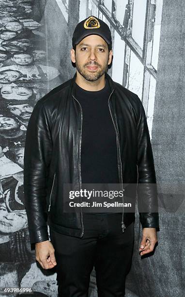 Magician David Blaine attends the "Ellis" New York premiere on October 23, 2015 in New York City.