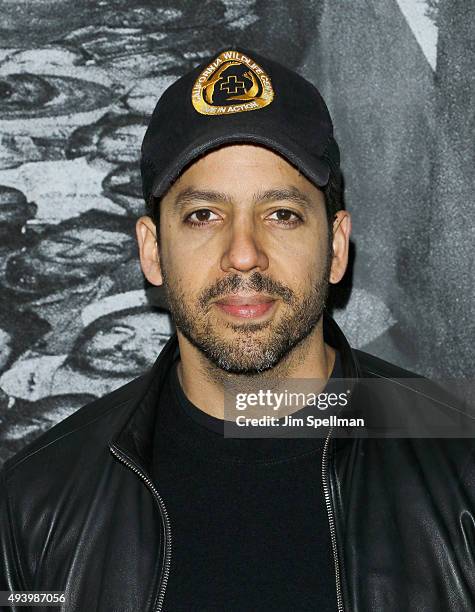 Magician David Blaine attends the "Ellis" New York premiere on October 23, 2015 in New York City.