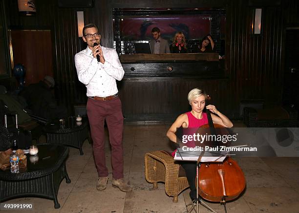 Actor/singer Matt Shingledecker performs at the Meredith O'Connor Album Release Party benefiting The Carol Galvin Foundation at The Park on October...