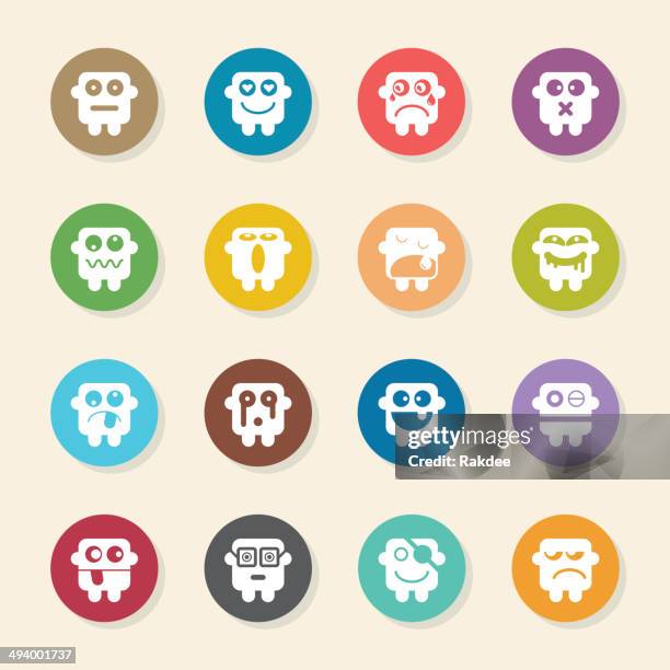 emoticons set 1 - color circle series - round eyeglasses clip art stock illustrations