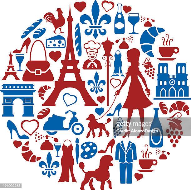 illustrations, cliparts, dessins animés et icônes de collage français - paris-monuments