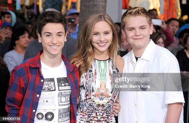 Actor Teo Halm, actress Ella Wahlestedt and actor Reese Hartwig attend the premiere of 'Million Dollar Arm' on May 6, 2014 at the El Capitan Theatre...