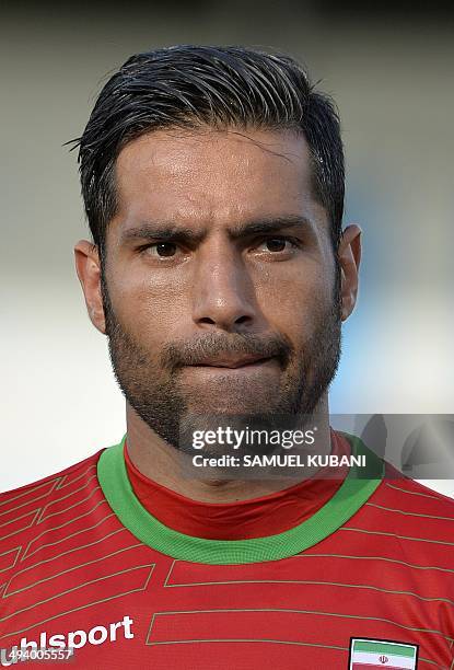 Iran's defender Amir Hossein Sadeghi poses for a picture prior to the friendly football match Iran vs Montenegro in preparation for the FIFA World...