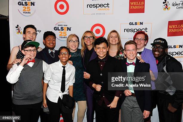 Actress Julia Roberts and GLSEN Student Ambassadors attend the 2015 GLSEN Respect Awards at the Beverly Wilshire Four Seasons Hotel on October 23,...
