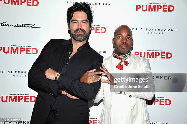 Designer Brian Atwood and Julius Poole attend Brian Atwood's Celebration of PUMPED hosted by Melissa McCarthy and Eric Buterbaugh on October 23, 2015...