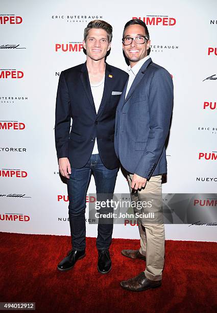 The Trevor Project's Jack McCurley and Brent Webster attend Brian Atwood's Celebration of PUMPED hosted by Melissa McCarthy and Eric Buterbaugh on...