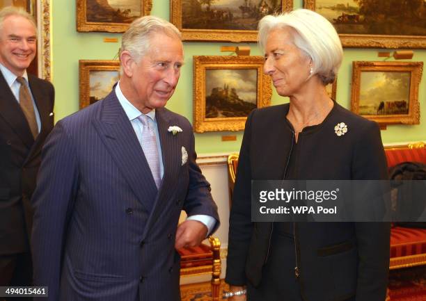 Prince Charles, Prince of Wales talks to Christine Lagarde, Managing Director of the International Monetary fund, before the start of the Inclusive...