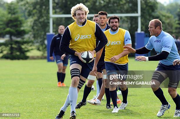 Castres' Scottish lock Richie Gray takes part in a training session in Saix, southwertern France, in May 27, 2014 before the upcoming final of the...