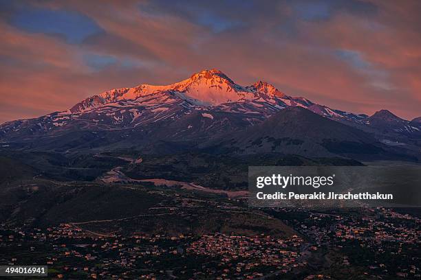 mount erciyes and kayseri city - kayseri stock pictures, royalty-free photos & images
