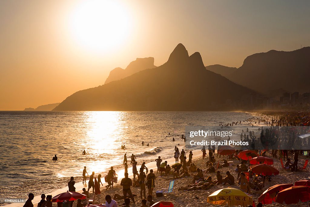 Sunset at Ipanema Beach, Rio de Janeiro, Brazil...