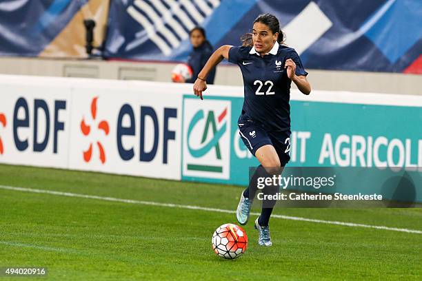 Amel Majri of France controls the ball during the international friendly game between France and Netherlands at Stade Jean Bouin on October 23, 2015...