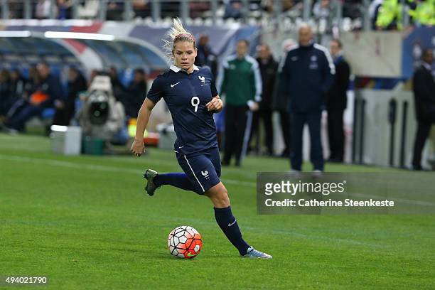 Eugenie Le Sommer of France controls the ball during the international friendly game between France and Netherlands at Stade Jean Bouin on October...