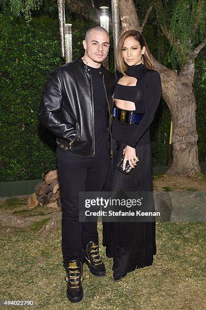 Jennifer Lopez and Casper Smart attend Olivier Rousteing & Beats Celebrate In Los Angeles at Private Residence on October 23, 2015 in Los Angeles,...