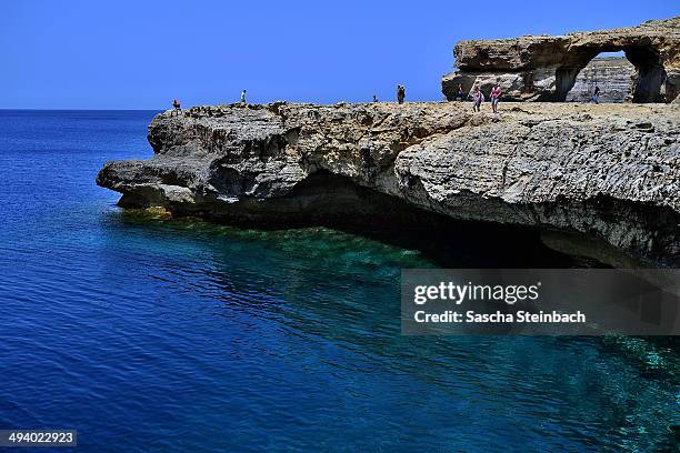 Cliff near the natural arch 'The Azure Window' is seen at Dwejra Bay on May 20, 2014 in Dwejra/Gozo, Malta.