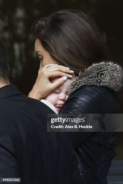 Peter Andre is seen with Fiancee Emily MacDonagh and their daughter Amelia Andre at the ITV Studios on May 27, 2014 in London, England.